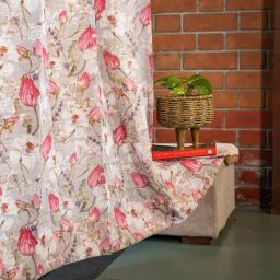 Urban Space Grey Polyester Printed Long Door Curtain with Eyelets & Tiebacks - Set of 2 (8 ft)-0