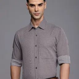 Raymond Slim Fit Textured Cutaway Collar Pure Cotton Formal Shirt-image-91