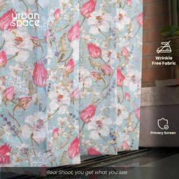 Urban Space Multicolor Polyester Printed Long Door Curtain with Eyelets & Tiebacks - Set of 2 (8 ft) image 3