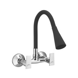 Jabra Dual Flow Sink Mixer Bright Series Brass Chrome Finish Wall Mount Black-image-63