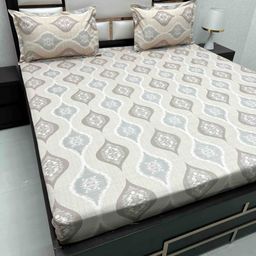 Pure Decor Brown & Grey Ethnic Motifs Queen Bedsheet with 2 Pillow Covers-picture-43
