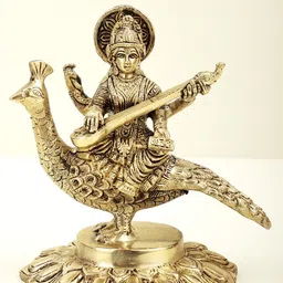 Exotic India Gold Toned Gooddess Saraswati Showpiece-picture-10