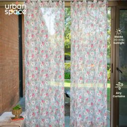 Urban Space Multicolor Polyester Printed Door Curtain with Eyelets & Tieback - Set of 2 (7 ft) image 2