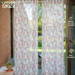 Urban Space Multicolor Polyester Printed Long Door Curtain with Eyelets & Tiebacks - Set of 2 (8 ft) image 2