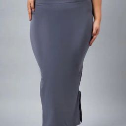 Secrets By ZeroKaata Grey Plain Saree Shapewear-image-24