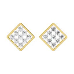 Sparkles Yellow Gold Lab Grown Diamond 14KT 1.06ct 9 Stone Mat Earring For Women-image-22