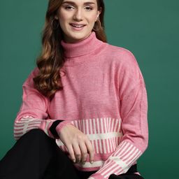 DressBerry Turtle Neck Striped Sweater-image-49