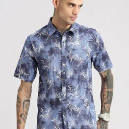 showoffff Showoff Blue Cotton Slim Fit Floral Print Shirt-picture-21