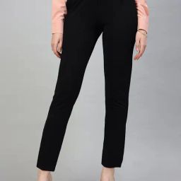 FITHUB Black Slim Fit High Rise Trousers-image-17