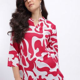 Anouk Rustic Abstract Printed Mandarin Collar Straight Kurti-picture-14