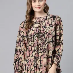 Cottinfab Beige & Black Printed Top-picture-16