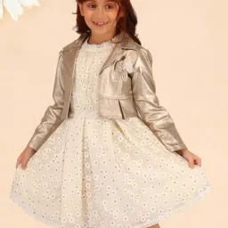 Cutecumber Kids Cream Polyester Dress-image-89