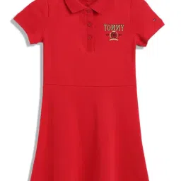Tommy Hilfiger Kids Primary Red Embroidery Regular Fit Dress-image-36