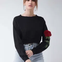 Miss Chase Black Cotton Patchwork Top-15