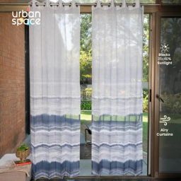 Urban Space Multicolor Polyester Printed Window Curtain with Eyelets & Tieback - Set of 2 (5 ft) image 2