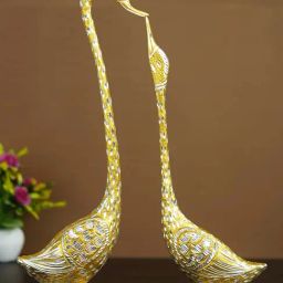 eCraftIndia 19 Inch Golden Kissing Swan Couple Handcrafted Decorative Figurine-image-50