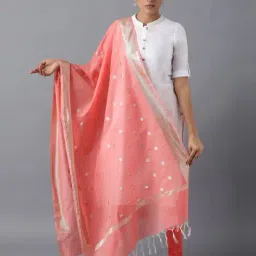 Elleven Peach Woven Pattern Dupatta-picture-0