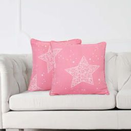 Swayam Pink & White Cotton 200 TC Cushion Covers - Set of 2-image-93