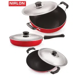 Nirlon Non-Stick Red Aluminium Cookware Set of 3 pieces-17