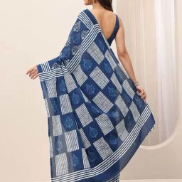 Libas Blue Ethnic Motifs Pattern Saree with Unstitched Blouse image 2