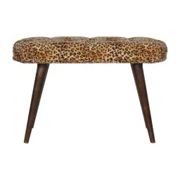 Artisan Furniture Brown Animal Print Print Deep Button Bench Brown Finish-image-24
