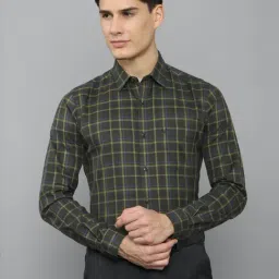 Allen Solly Green Cotton Slim Fit Checks Shirt-picture-44