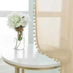 Urban Space Cream Polyester Window Curtain with Eyelets & Tieback (5 ft)-36