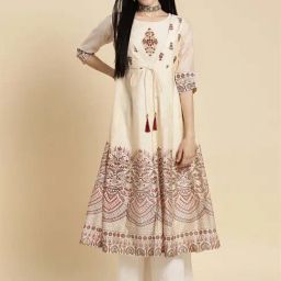 Rangita Beige Floral Print Anarkali Kurta-image-41
