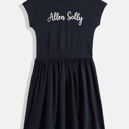 Allen Solly Junior Girls Brand Logo Printed Pure Cotton Fit & Flare Dress-picture-31
