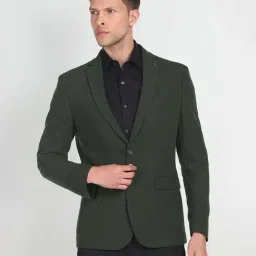 Arrow Dark Green Slim Fit Textured Blazer-image-16