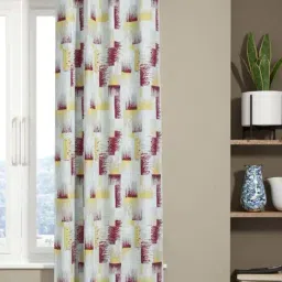 Bianca EL`PESSO Silver & Maroon Faux Silk 5 Ft. Window Curtain-26