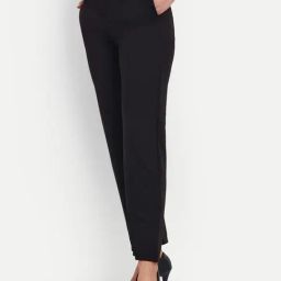 Broadstar Black Straight Fit High Rise Formal Trousers-image-88