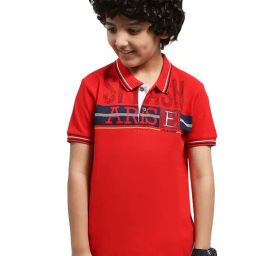 Monte Carlo Kids Printed Red Polo Neck Half Sleeve Regular Fit T-Shirt-image-18