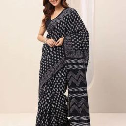 Libas Black Ethnic Motifs Pattern Saree with Unstitched Blouse-picture-23
