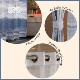 Urban Space Multicolor Polyester Printed Window Curtain with Eyelets & Tieback - Set of 2 (5 ft) image 4