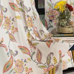 Urban Space Iris Pink & White Cotton Floral Long Door Curtain - Set of 2-36