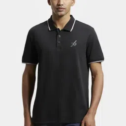 Jockey 3911 Black Super Combed Cotton Rich Half Sleeves Polo T-Shirt (Logo Design May Vary)-image-67