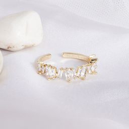 JOKER & WITCH Gold-Plated Rhinestone-Studded Ochi Dainty Adjustable Finger Ring-53