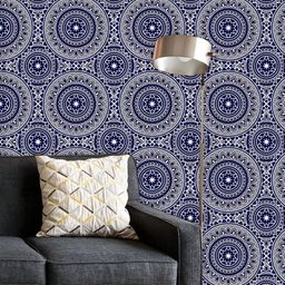 ArtzFolio Printed UV-Resistant Anti-Bacterial Blue Abstract Mandalas Peel & Stick Wallpaper-image-77