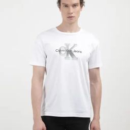 Calvin Klein White Cotton Slim Fit Logo Printed T-Shirt-image-56