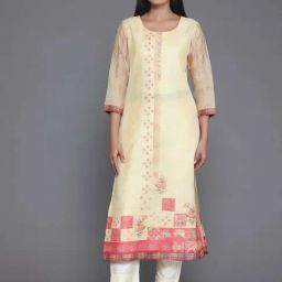 Libas Yellow Printed Straight Kurta-image-48
