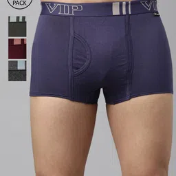 VIP Men Pack Of 4 Assorted Pure Cotton Trunks BRANDOPPO4_110-16