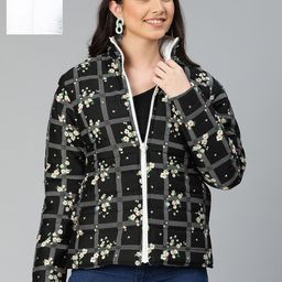 Oxolloxo Women Stand Collar Checked Casual Lightweight Quilted Jacket-image-71