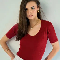 CORSICA Ribbed V-Neck Top-picture-13