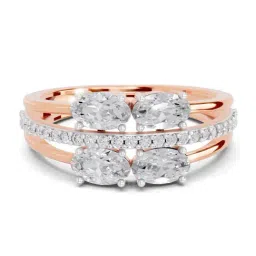 Sparkles 14k (585) Rose Gold Lab Grown Diamond 1.36 CT Quadra Oval Ring-picture-33
