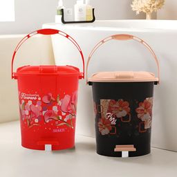 Kuber Industries Red & Black 2Pcs Printed Pedal Dustbins 10l Each-image-47