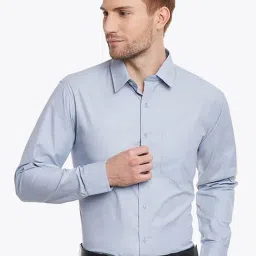 English Navy Bluish Grey Slim Fit Shirt-picture-31