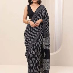 Libas Black Ethnic Motifs Pattern Saree with Unstitched Blouse-image-75