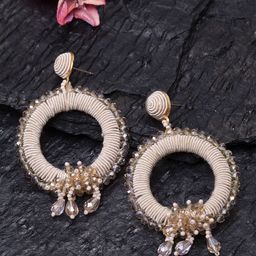 Madame Rose Gold Plated Handcrafted Circular Drop Earrings-45