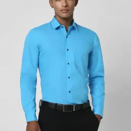 Peter England Blue Cotton Slim Fit Shirt-picture-7